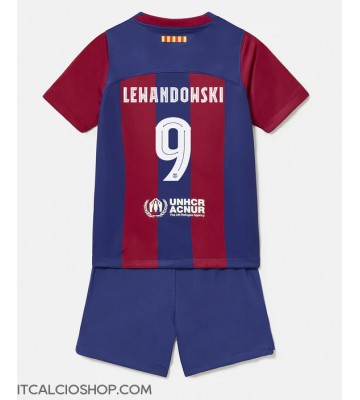 Barcelona Robert Lewandowski #9 Prima Maglia Bambino 2023-24 Manica Corta (+ Pantaloni corti)